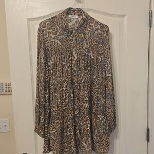 Gil's Denim & Clothing Bar Olivaceous Animal Print Button Up  Mini Dress